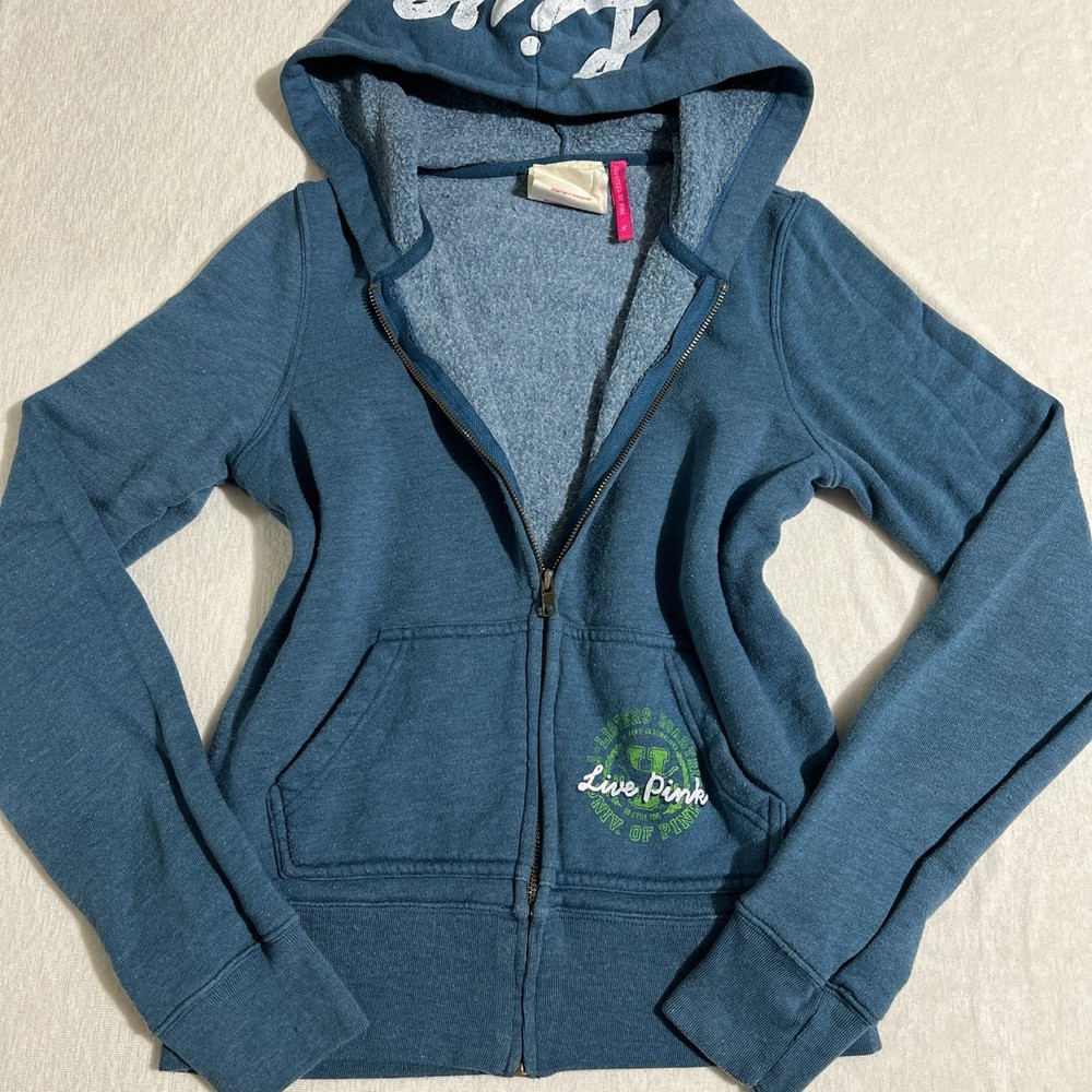 Vintage Y2k Victoria’s Secret PINK blue Zip-up