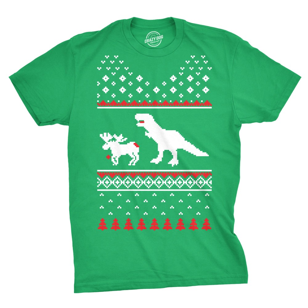 T-Rex Attack Moose Ugly Sweater Sarcastic T Shirt Funny Christmas Gift Sarcasm