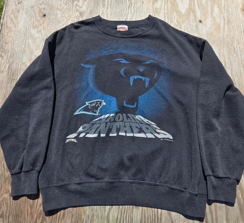 Vintage 1993 NUTMEG USA MADE Carolina Panthers NFL Crewneck Sweatshirt Sz Large