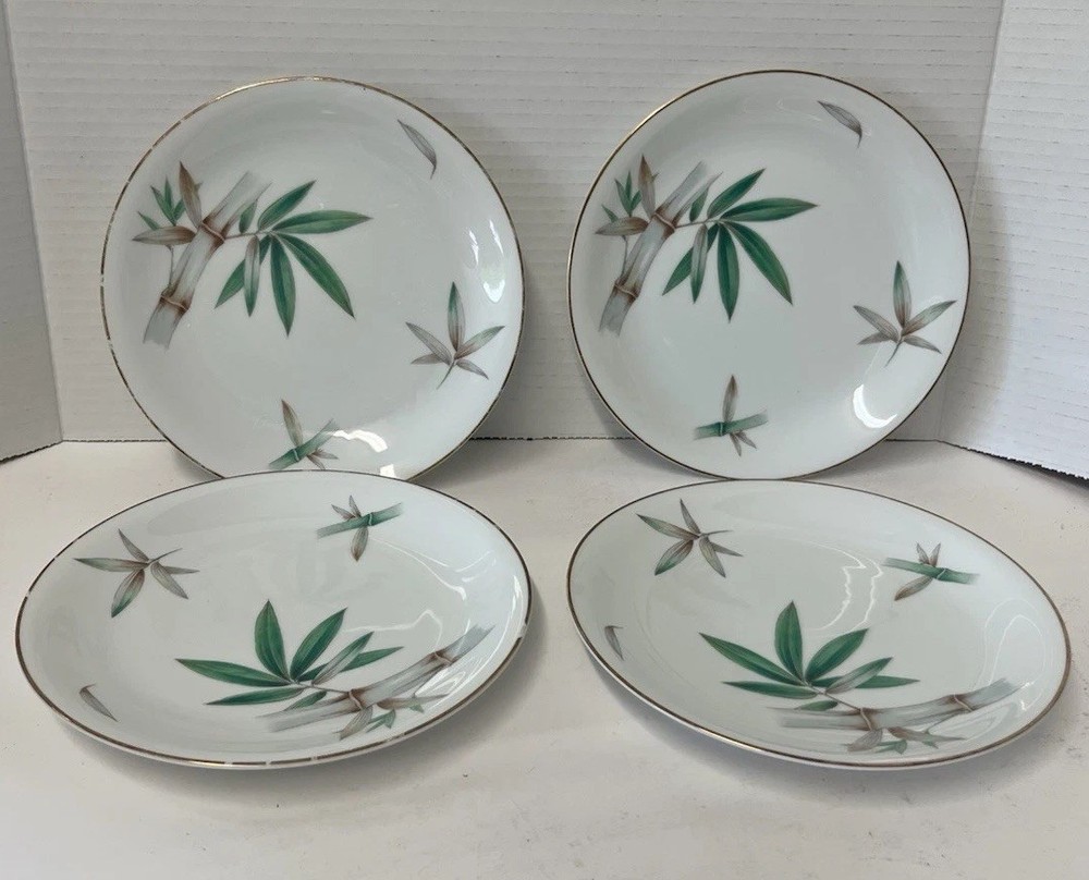 Noritake China Porcelain Canton 5027 Bamboo Salad Plates Set of 4 Japan  8 In