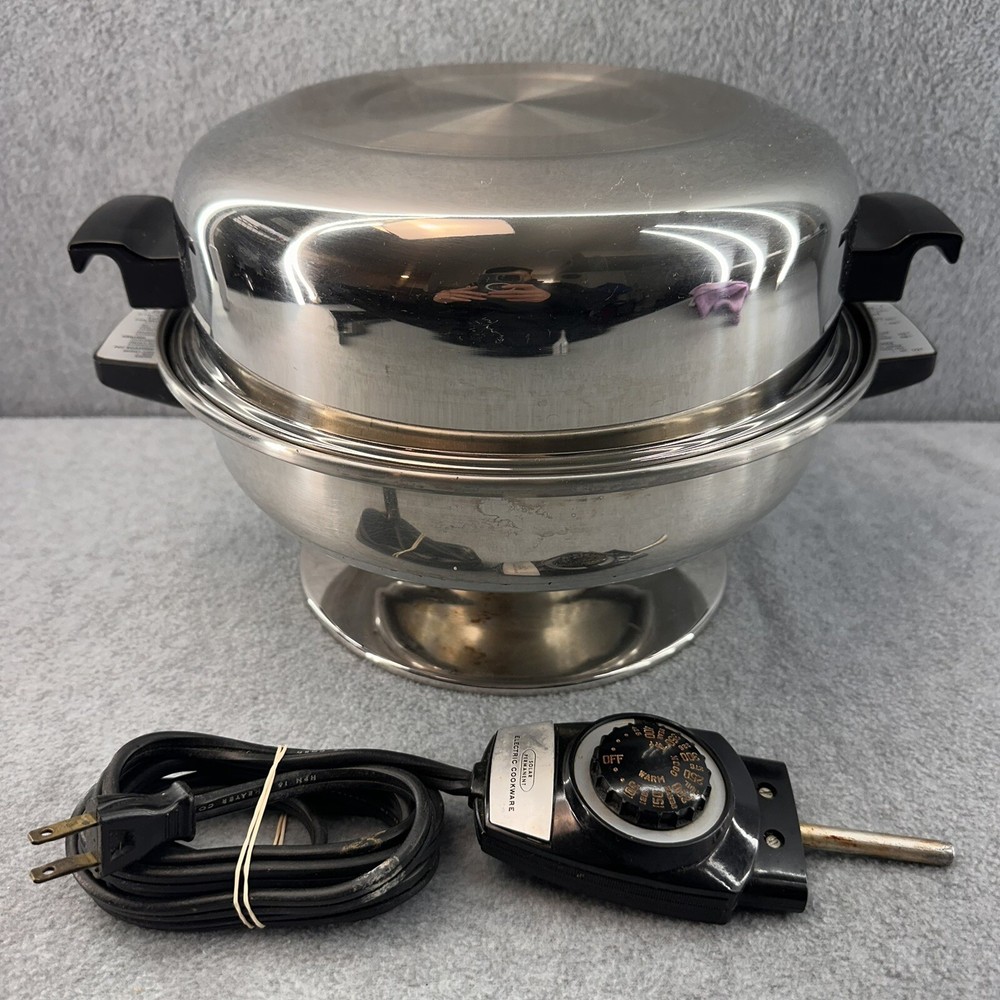 Solar Permanent ELECTRIC SKILLET Frying Pan Stainless Steel Table Chef Dome Lid