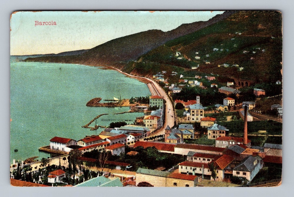 Italy- Trieste Aerial Barcola Maritime Town Souvenir Old Card Vintage Postcard