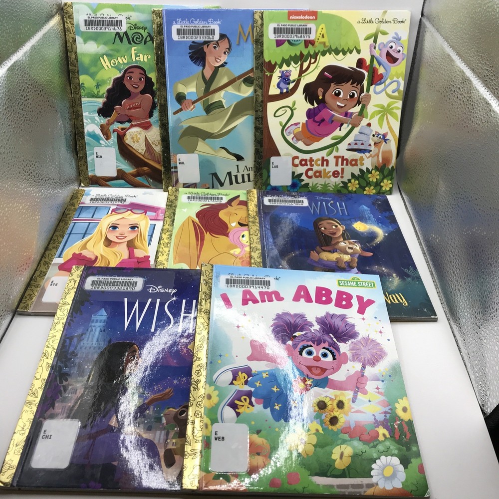 Lot of 8 Girls Little Golden Books - Wish Dora Barbie Mulan Moana My Little Pony