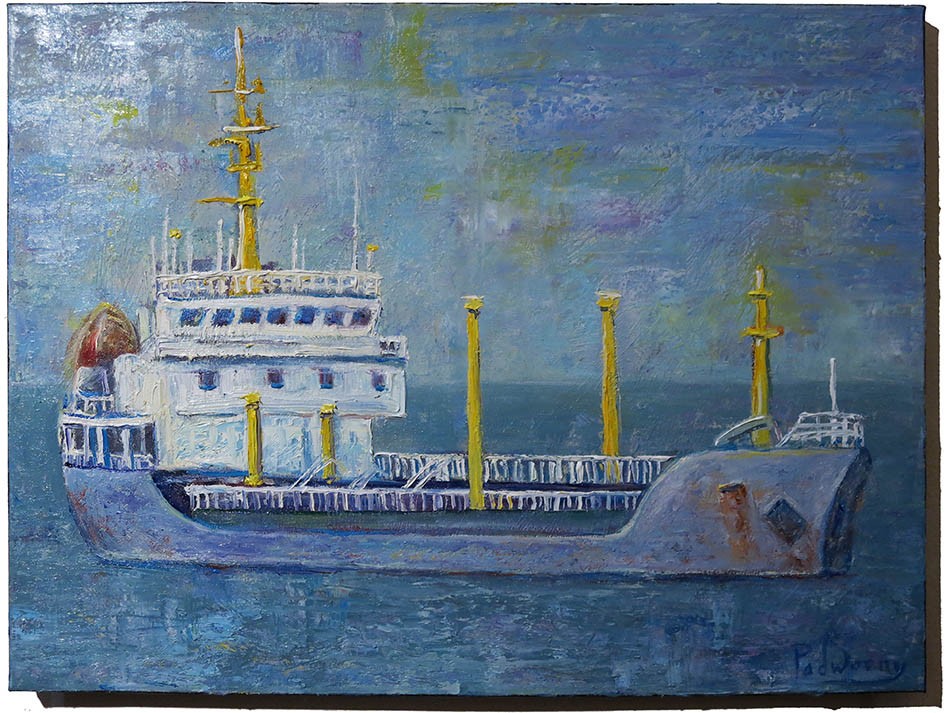 ORIGINAL OIL PAINTING OCEAN ART SIGNED '26 LANDSCAPE NATURE BOAT SHIP SAILING NR