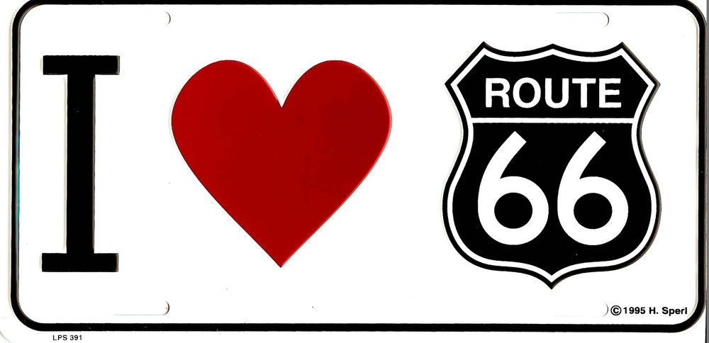 ROUTE 66 I LOVE METAL LICENSE PLATE AUTO TAG NUMBER #391