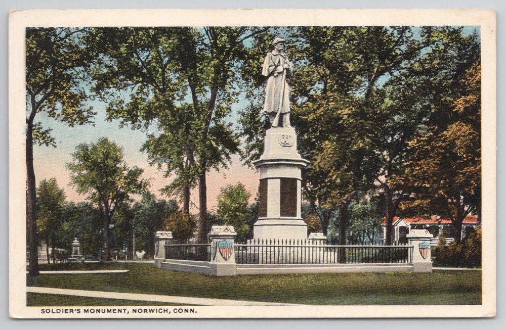 Soldier's Monument Norwich CT Vintage Postcard Morris Berman Divided Back
