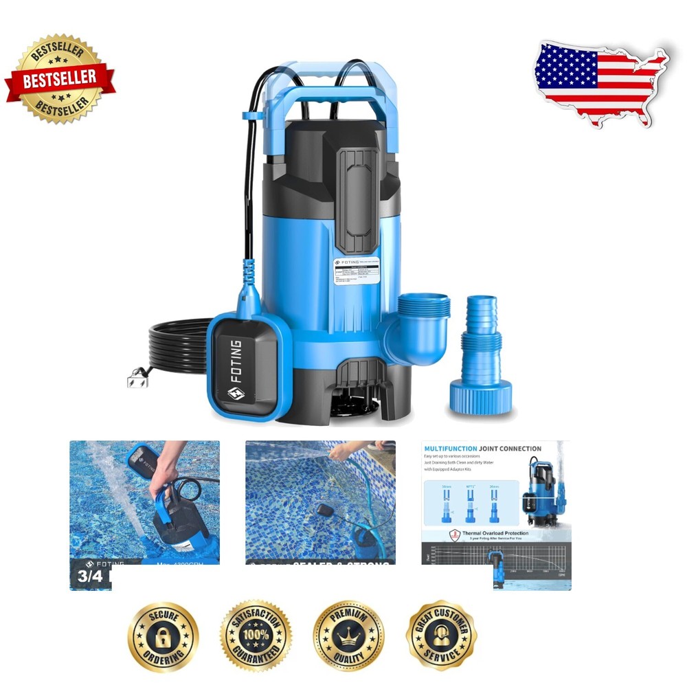Efficient 3/4HP Submersible Water Pump – Ideal for Basement & Pool Draining