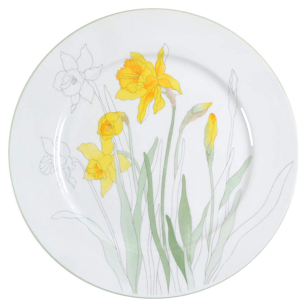 Daffodil Floral Block Design Dinner Plate 34422