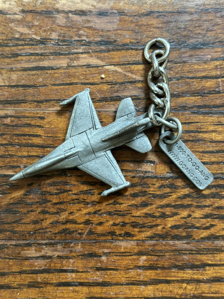 F-16 Jet Airplane Keychain Silver Tone