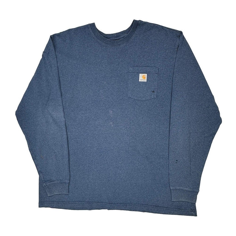 Carhartt Long Sleeve T-Shirt - 2XL Blue Cotton