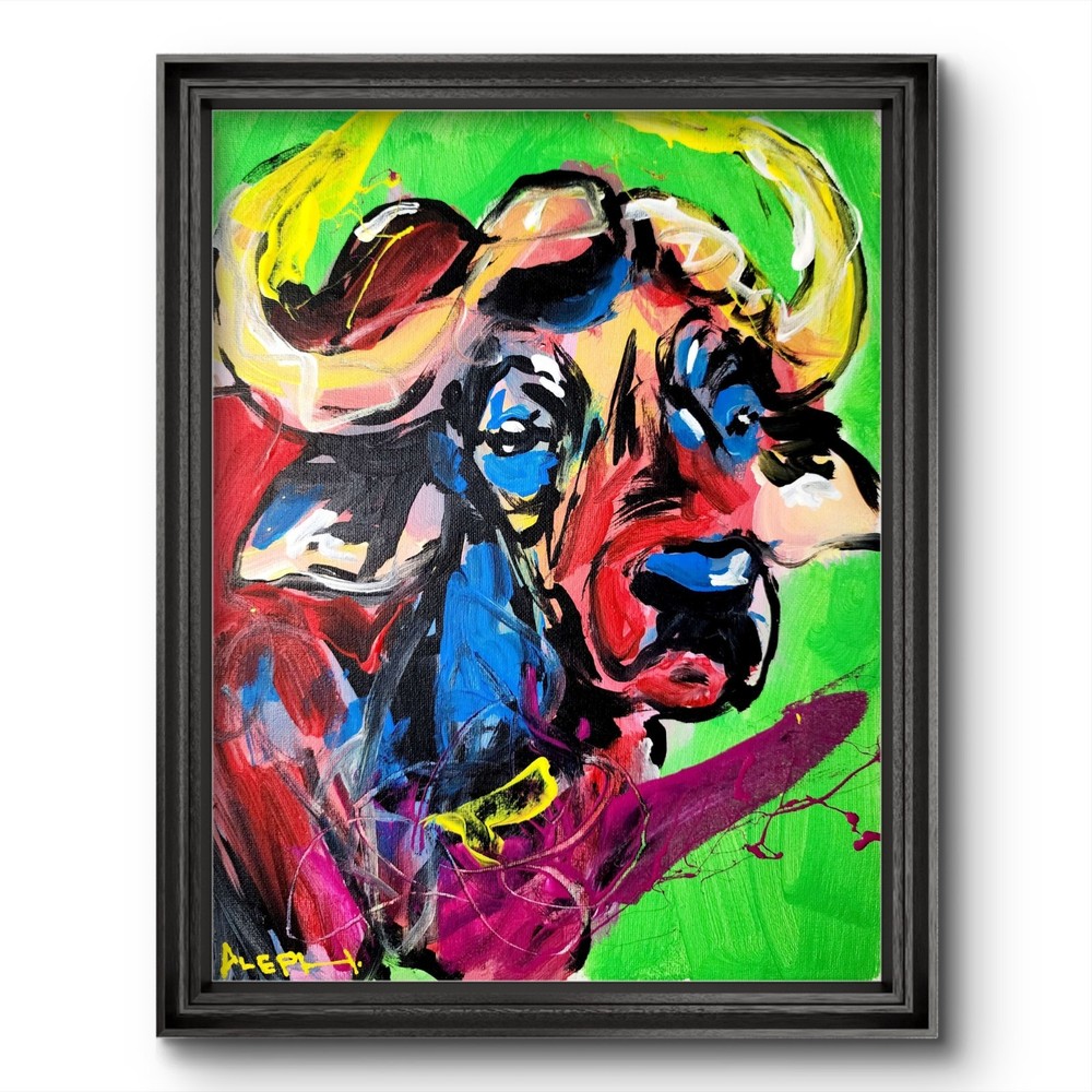 Aleph Original Art Buffalo 14x11  Abstract Expressionist Original Painting Canva-image