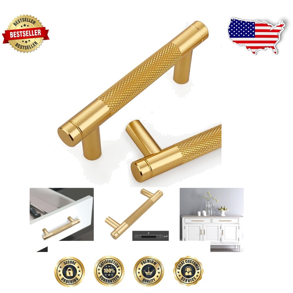 Stylish 30-Pack 3-Inch Gold Knurled Drawer Pulls - Corrosion Resistant Design