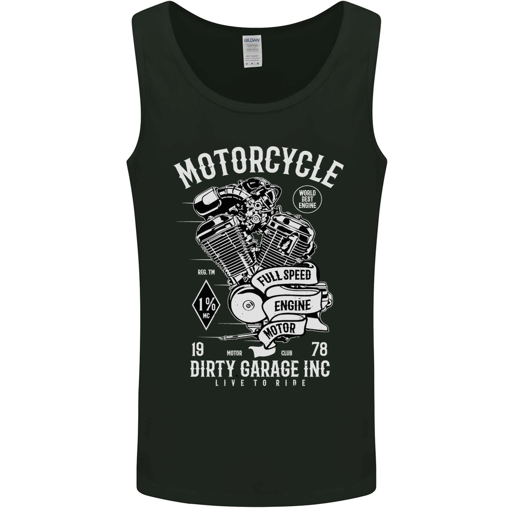 Motorcycle Dirty Garage Motorcycle Biker Mens Vest Tank Top
