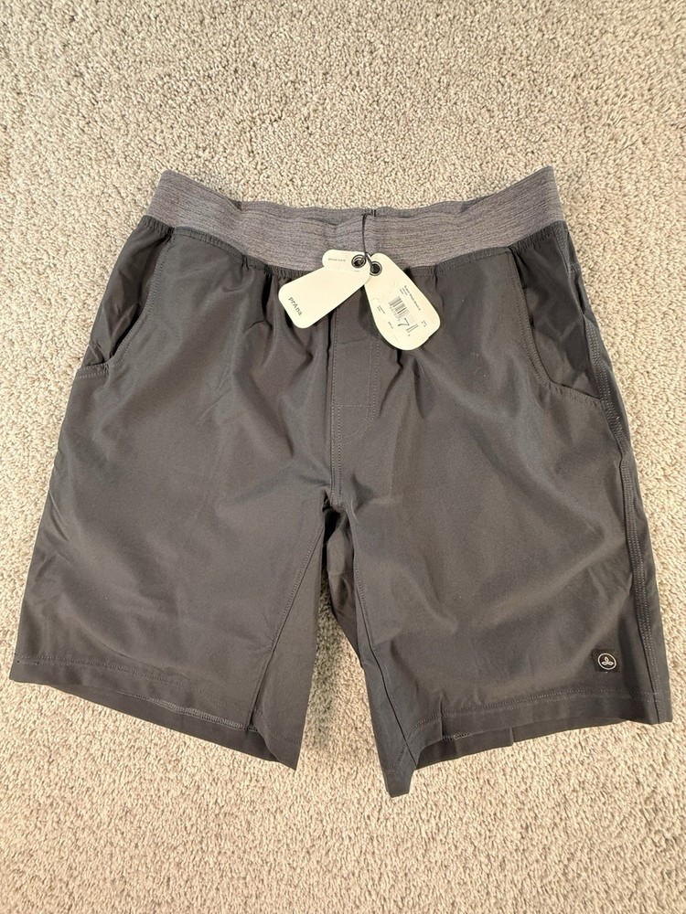 NWT Prana Shorts Mens Medium Black Mojo Pull On Climbing Outdoors Hiking Stretch
