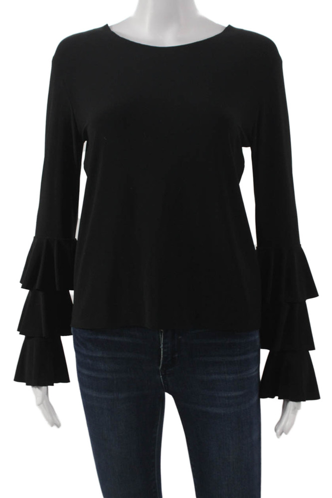 Norma Kamali Women Basic Black Round Neck Long Sleeve Blouse Size SFree Shipping in US $100+ Orders | $6.95 Orders Below