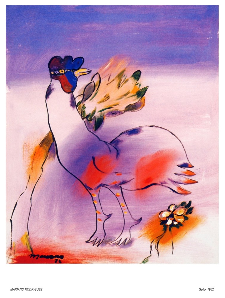 Decor Poster. Fine Graphic Art. Windy Rooster drawing. Home Wall Design 1329