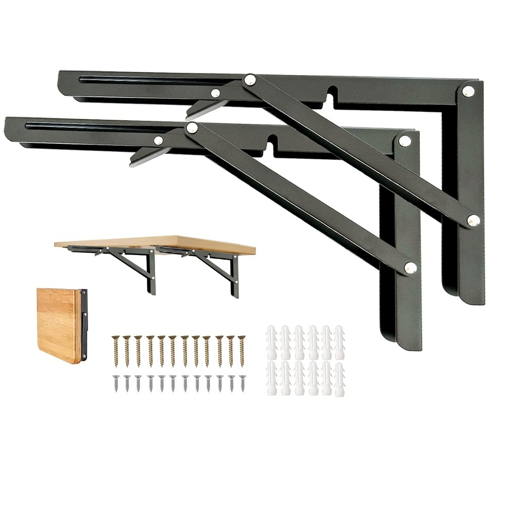 Folding Shelf Brackets, Heavy Duty 12 Inch Shelf Brackets,Collapsible Shelf B...
