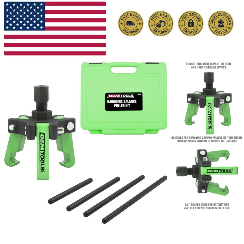 Harmonic Balancer Puller Kit, Adjustable 3-Jaw Puller Fits Most Late Model Ve...