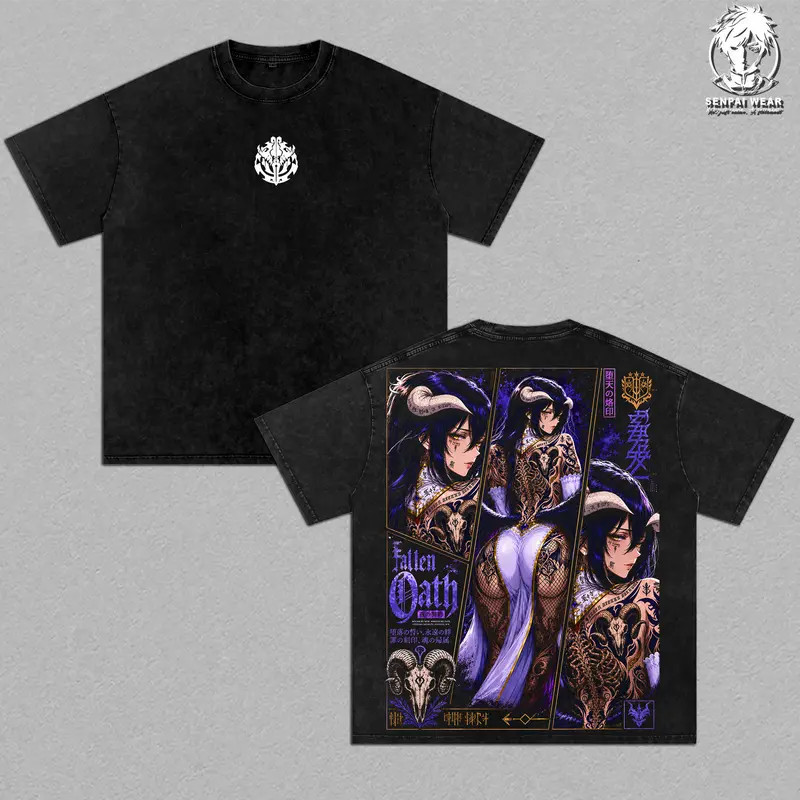 Overlord Albedo Succubus Vintage Graphic T-Shirt Anime Waifu Tee for Men