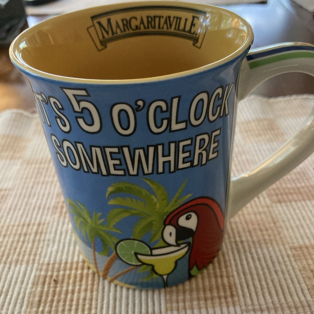 Our Name is Mud Margaritaville Coffee Mug 'It's 5 O'Clock Somewhere' Parrot