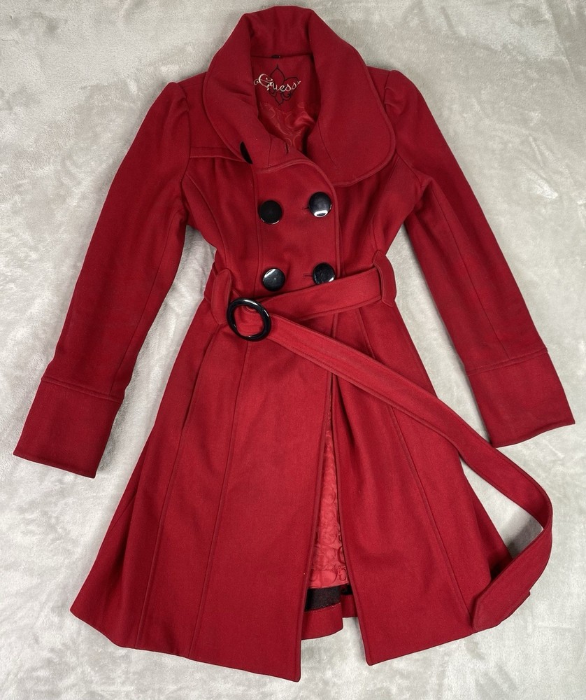 Guess - Wool Red Rouge Coat Jacket Winter Formal Women Size M