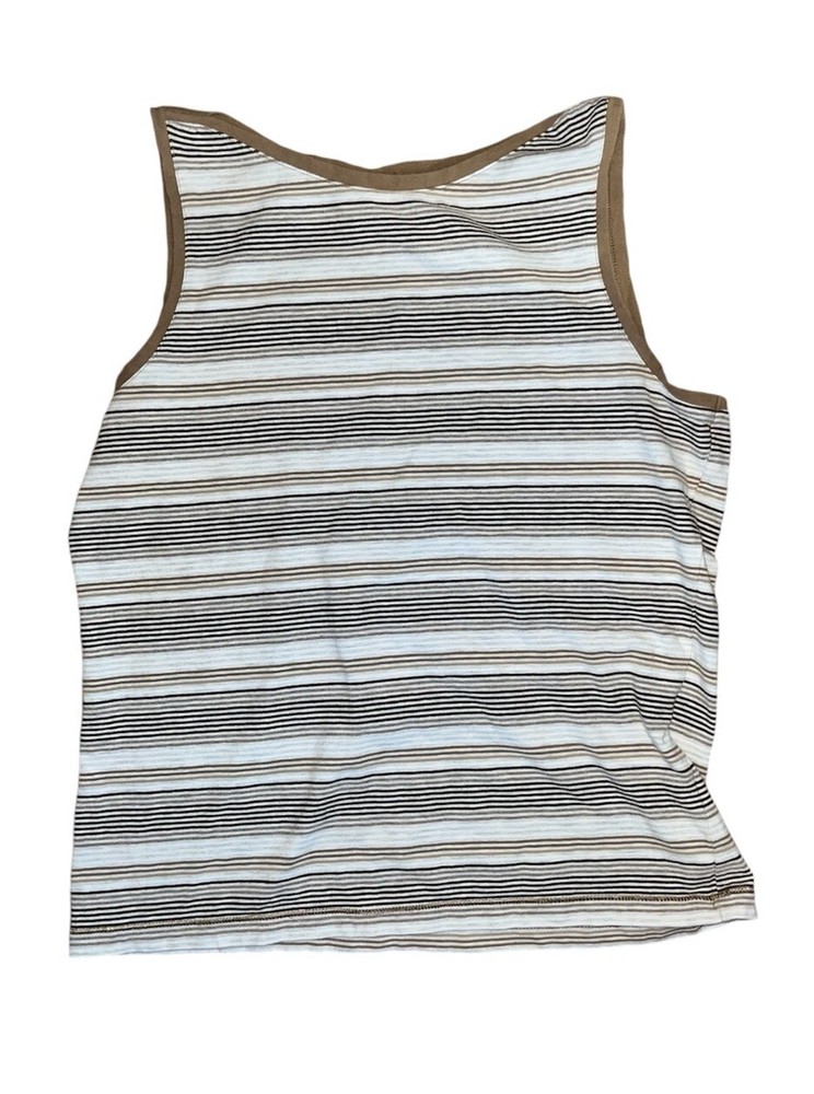 GAP Striped Brown Stretch Cotton Tank Top Size Large