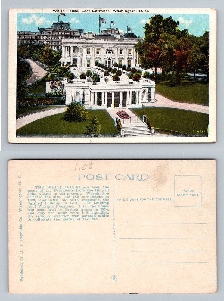 Washington, DC-District of Columbia, White House East Entrance Vintage Postcard