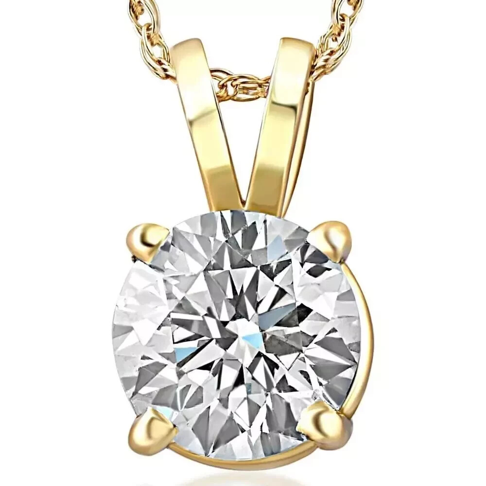 3.50 Ct Certified Treated Off White Diamond Solitaire Pendant in 925 Silver