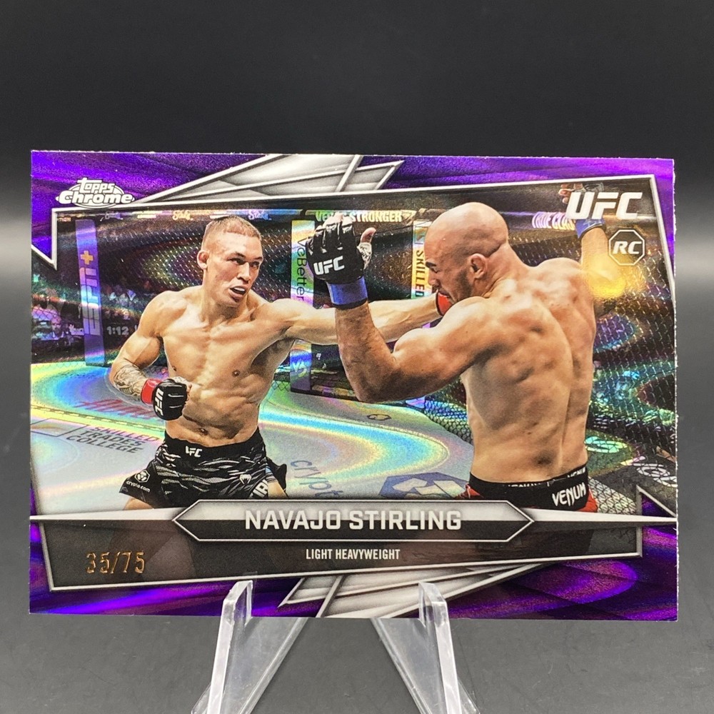 2026 Topps Chrome UFC #154 Navajo Stirling Purple Ray Wave Refractor /75 RC