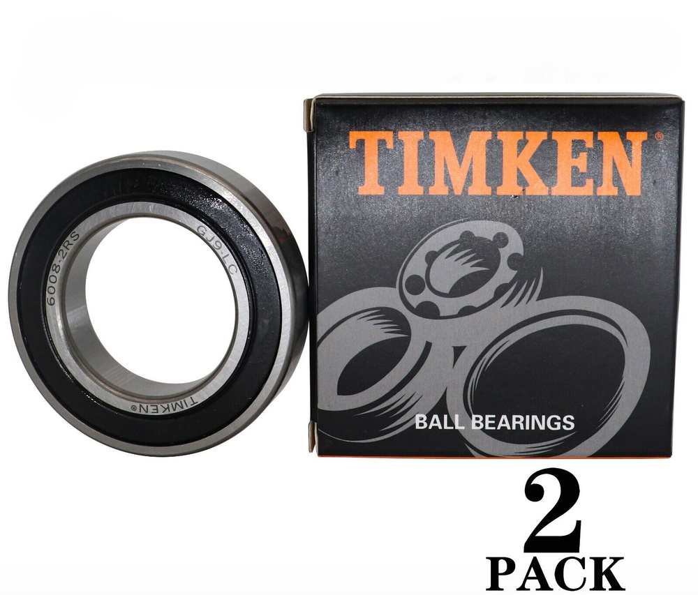 Timken 6008-2RS 2-Pack 40x68x15mm Double Sealed Rubber Ball Bearings
