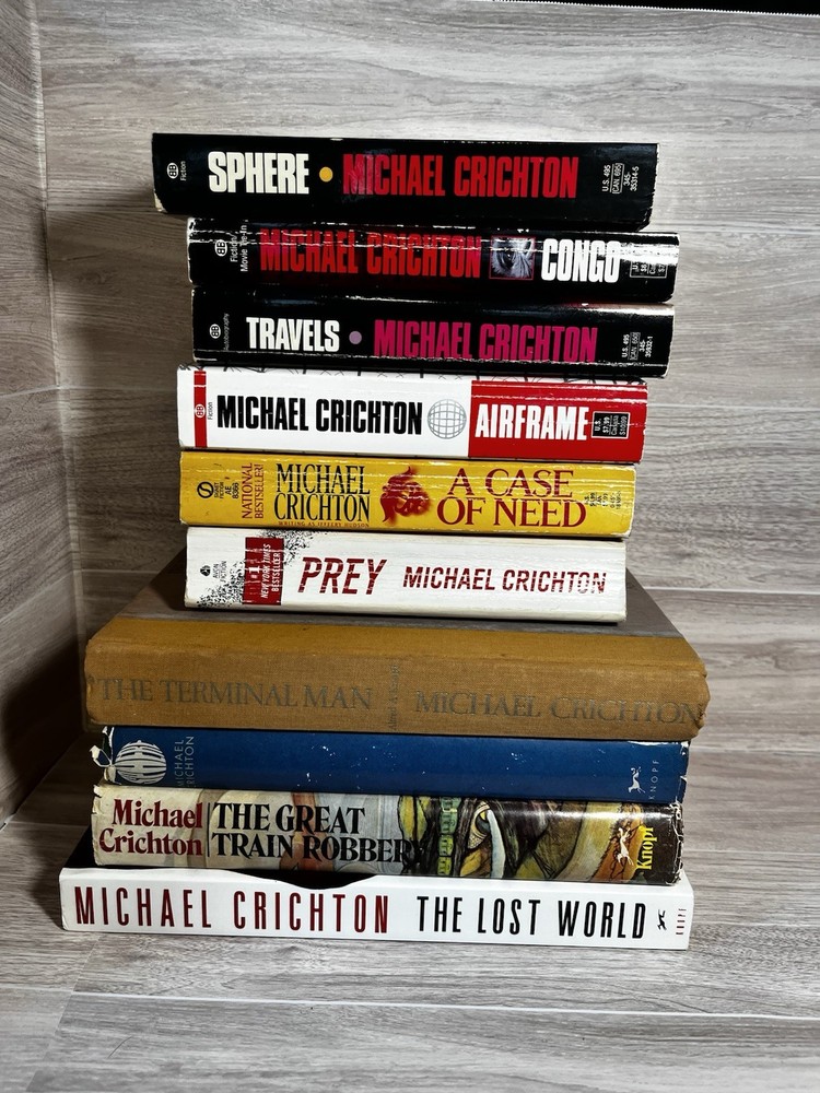 Lot Of 10 Michael Crichton PB HC Books Vintage 70s 80s 90s