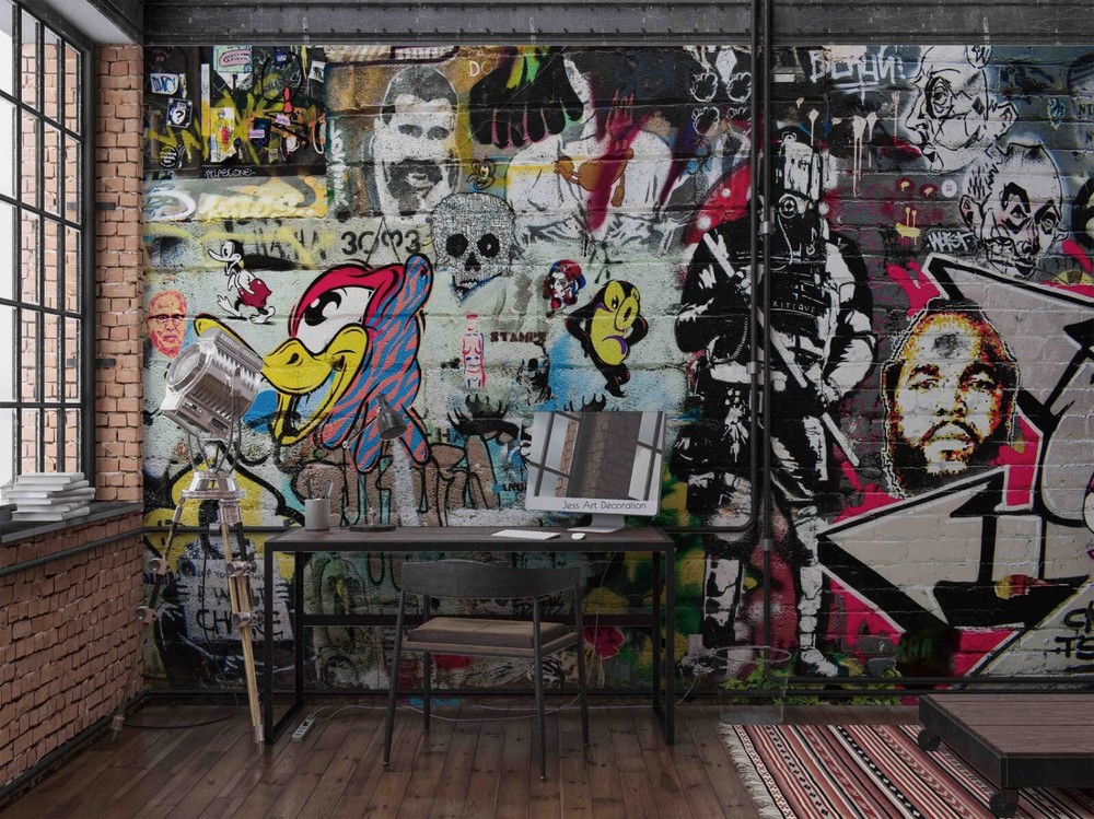 3D Abstract Color Artistic Graffiti Wall Murals Wallpaper Murals Wall Sticker-image