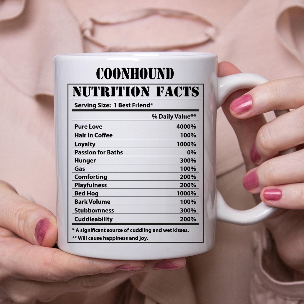 Funny Coonhound Gifts Nutritional Facts White Coffee Mug