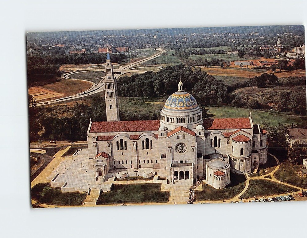 Postcard Aerial View Of National Shrine of  Immaculate Conception Washington DC