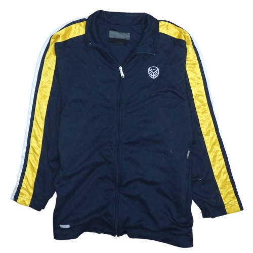 Nike Mens Track Jacket Navy Blue Yellow Stripe Full Zip Pockets Training Top L