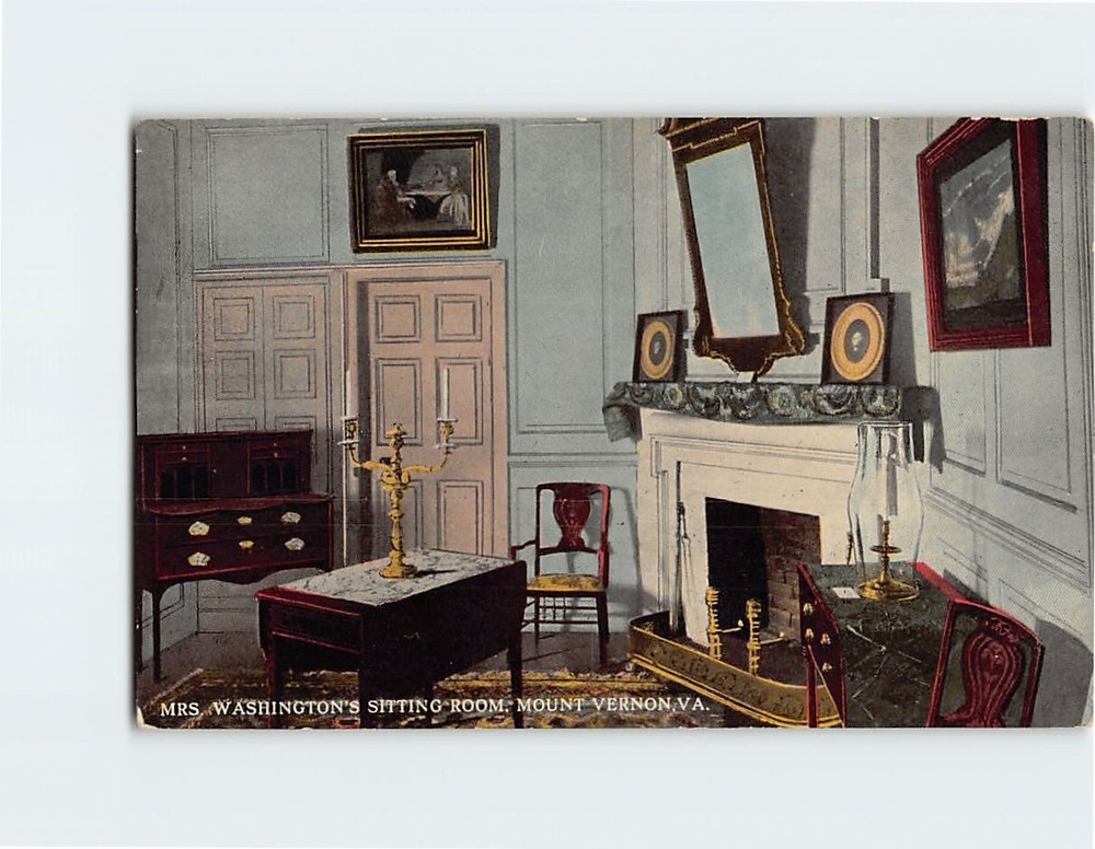 Postcard Mrs Washington's Sitting Room Mount Vernon Virginia