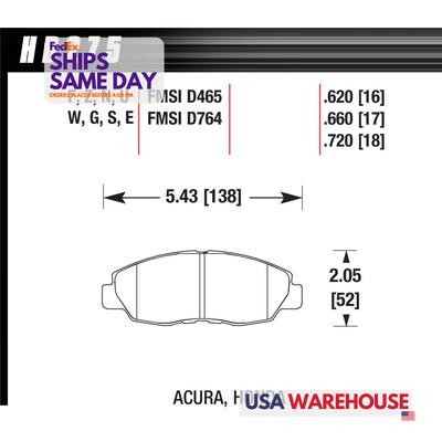 Hawk Brake HB275F.620, Set of 4 Performance Street Pads  Performance Racing Part