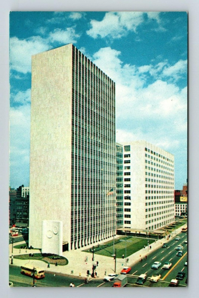 Detroit MI-Michigan The New City-County Building Aerial View Vintage Postcard