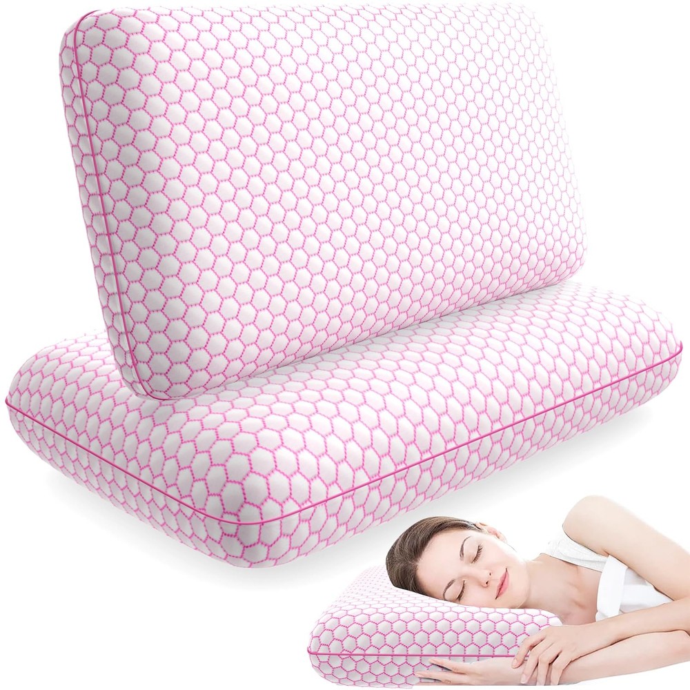 Memory Foam Pillows for Side, Back and Stomach Sleepers, Set of 2, Bed Pillow...