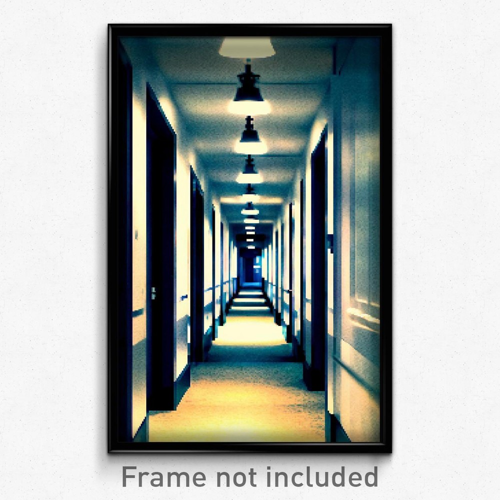 8 Bit Psychedelic Pixel Art Poster - Cold Hallway Video Game Print