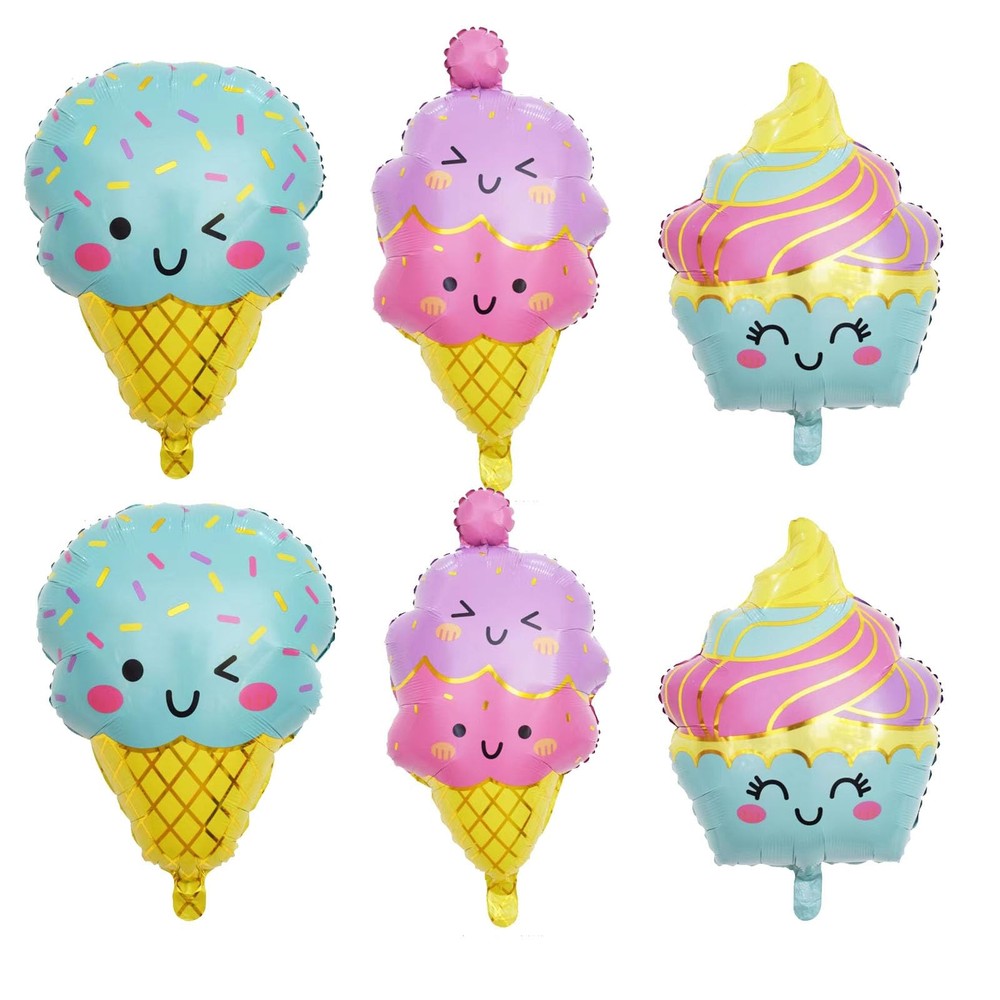 6PCS Ice Cream Foil Balloons for Party Decorations - Mylar Balloons for Baby ...