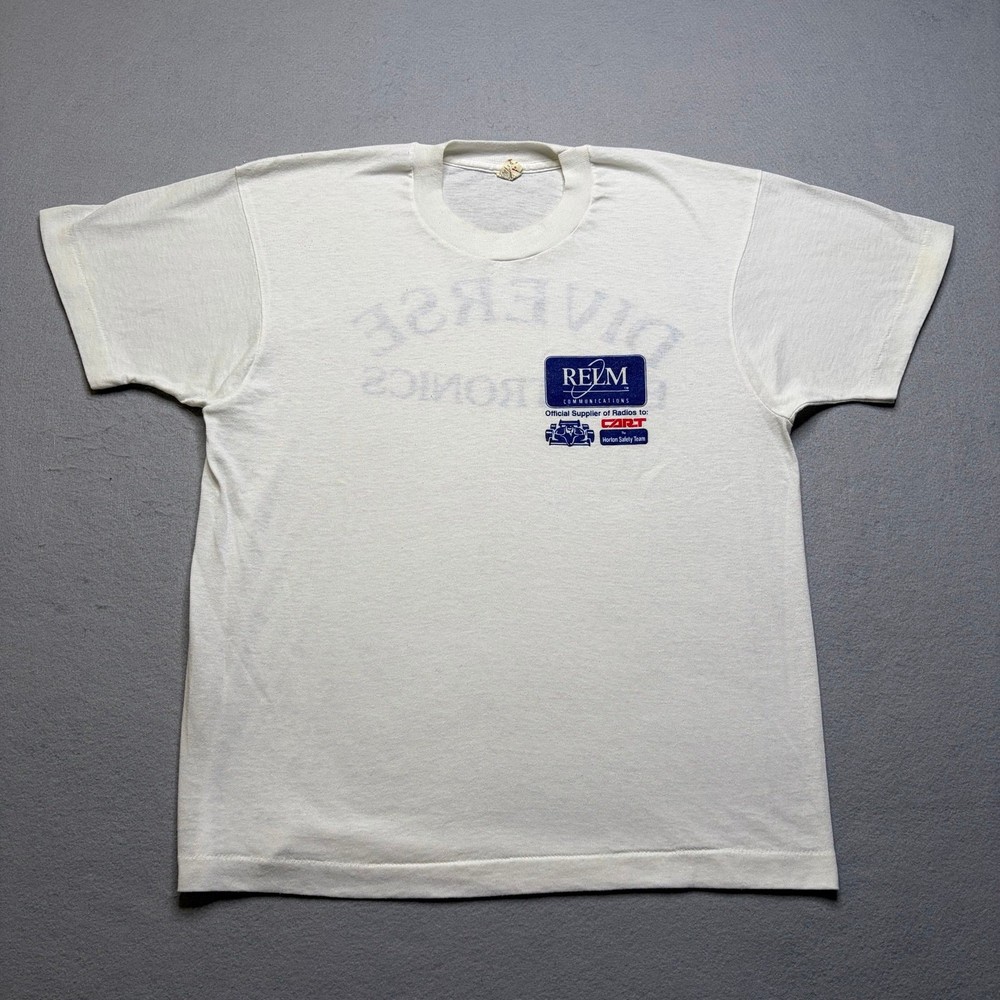 Vintage Diverse Electronics CART Racing T Shirt Mens Large White Made In USA 80s