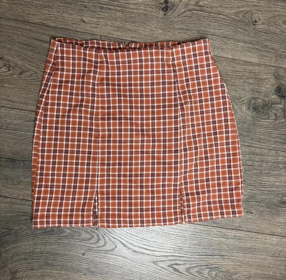 Aéropostale Women's Plaid Short Straight Pencil Skirt Brown White Size M