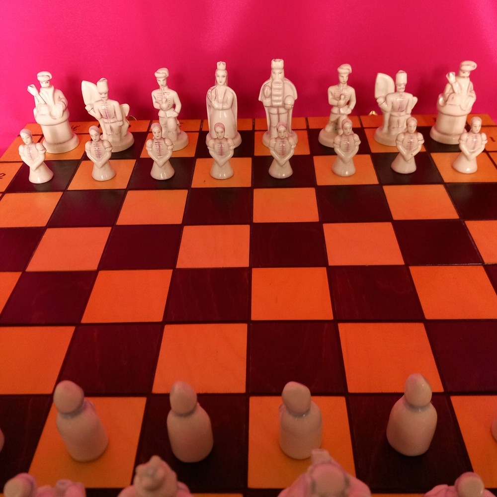 Herend Hungary Porcelain Chess Set, Handmade and Hand Painted 32