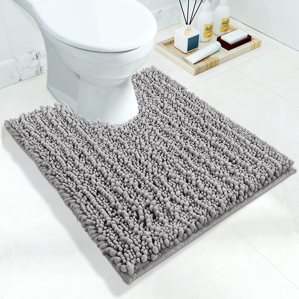 Yimobra U-Shaped Chenille Toilet Rug 24x20 Soft Absorbent Bath Mat