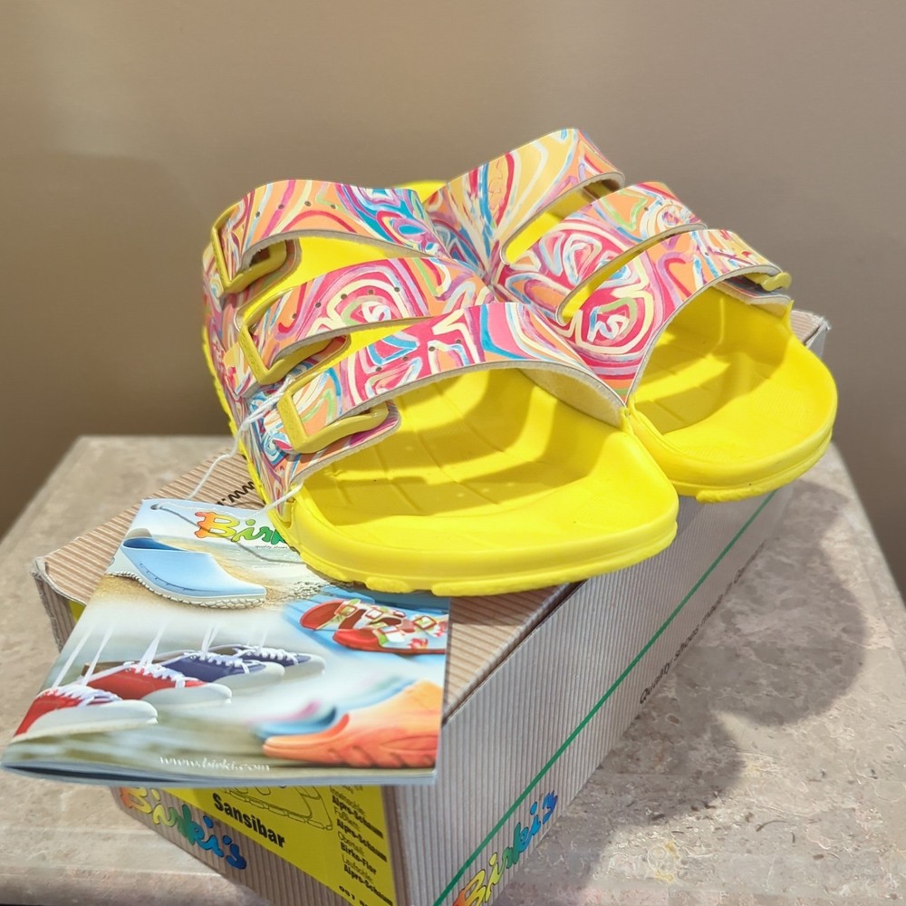 Birkenstock Birki’s Sansibar Yellow Tropical Art Womens Size EU 38 US 7