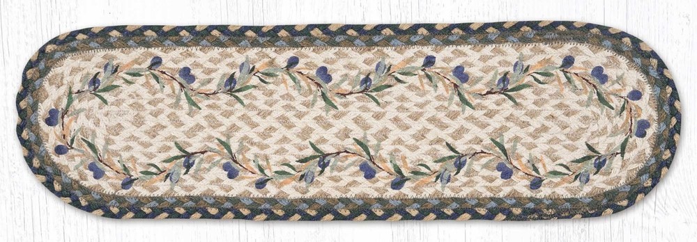 Olive Border Small Table Runner or Stair Tread Earth Rugs, 27