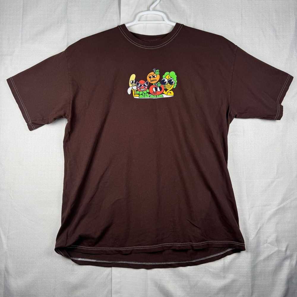 Chemistry Too Fresh To Care Brown Graphic T-Shirt Mens XL Fruit Streetwear