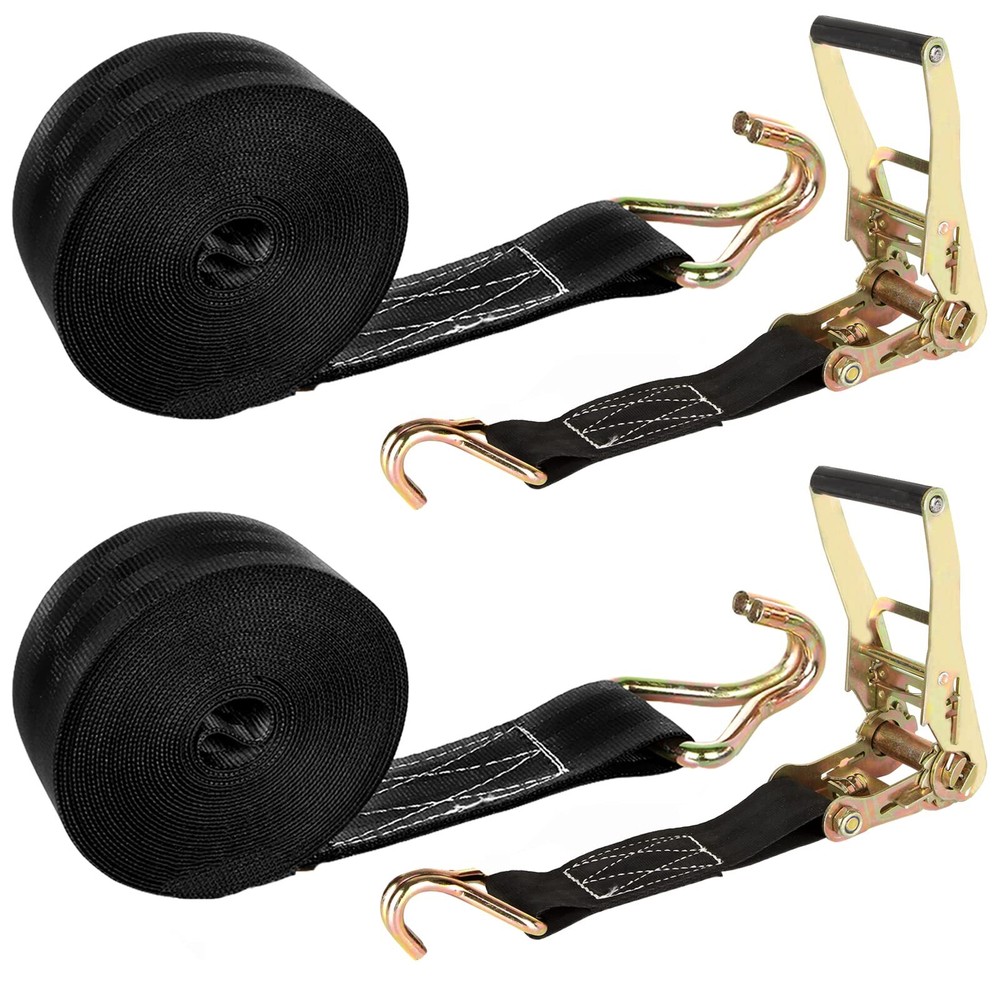 2 Pack 2 Inch Ratchet Straps Heavy Duty 20ft Tie Down Straps Ratchet with Dou...