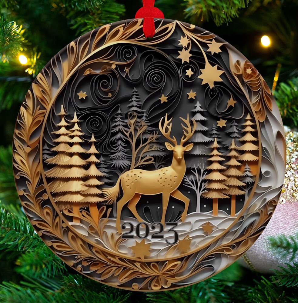 Ceramic Deer Ornament Reindeer Ornament Christmas Decoration Holiday Gift Idea